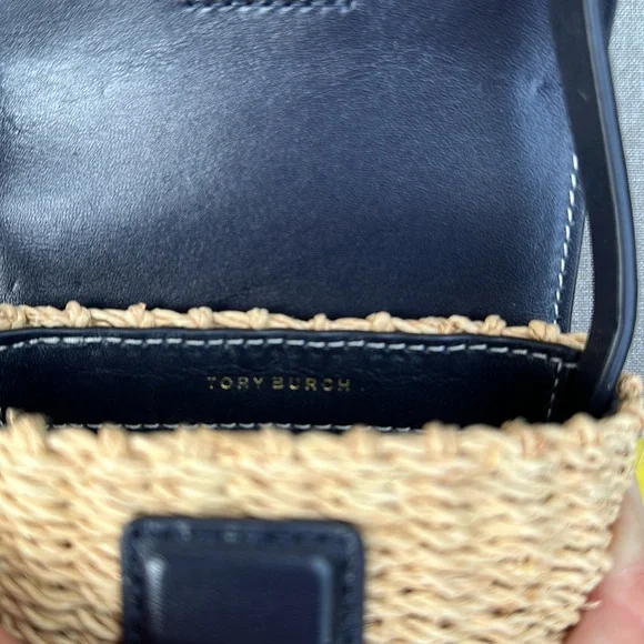 TORY BURCH Miller Straw Phone Crossbody - Midnight - Picture 13 of 16